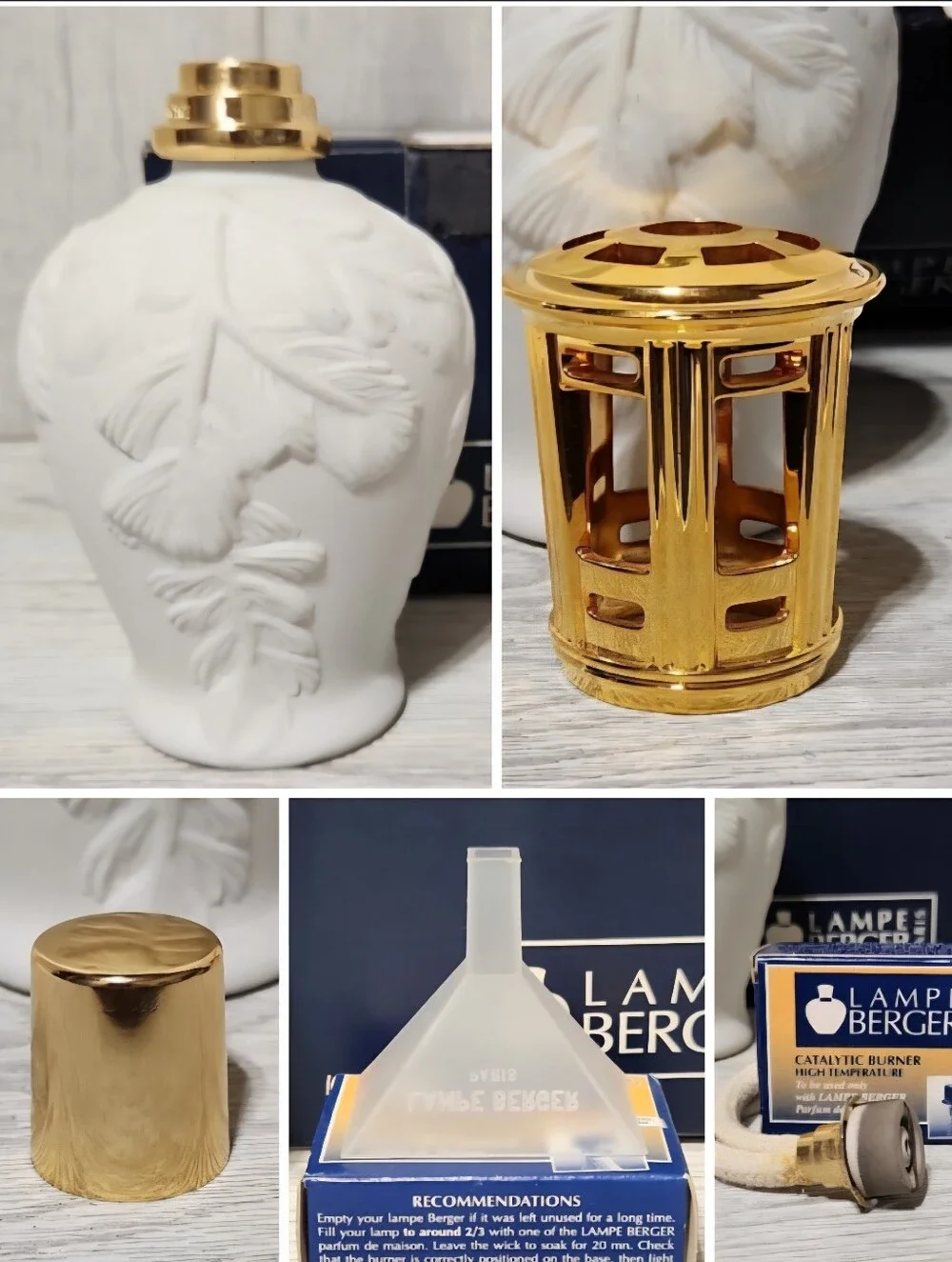 LAMPE BERGER Artoria Limoges Porcelain Aroma Lamp Fern Design